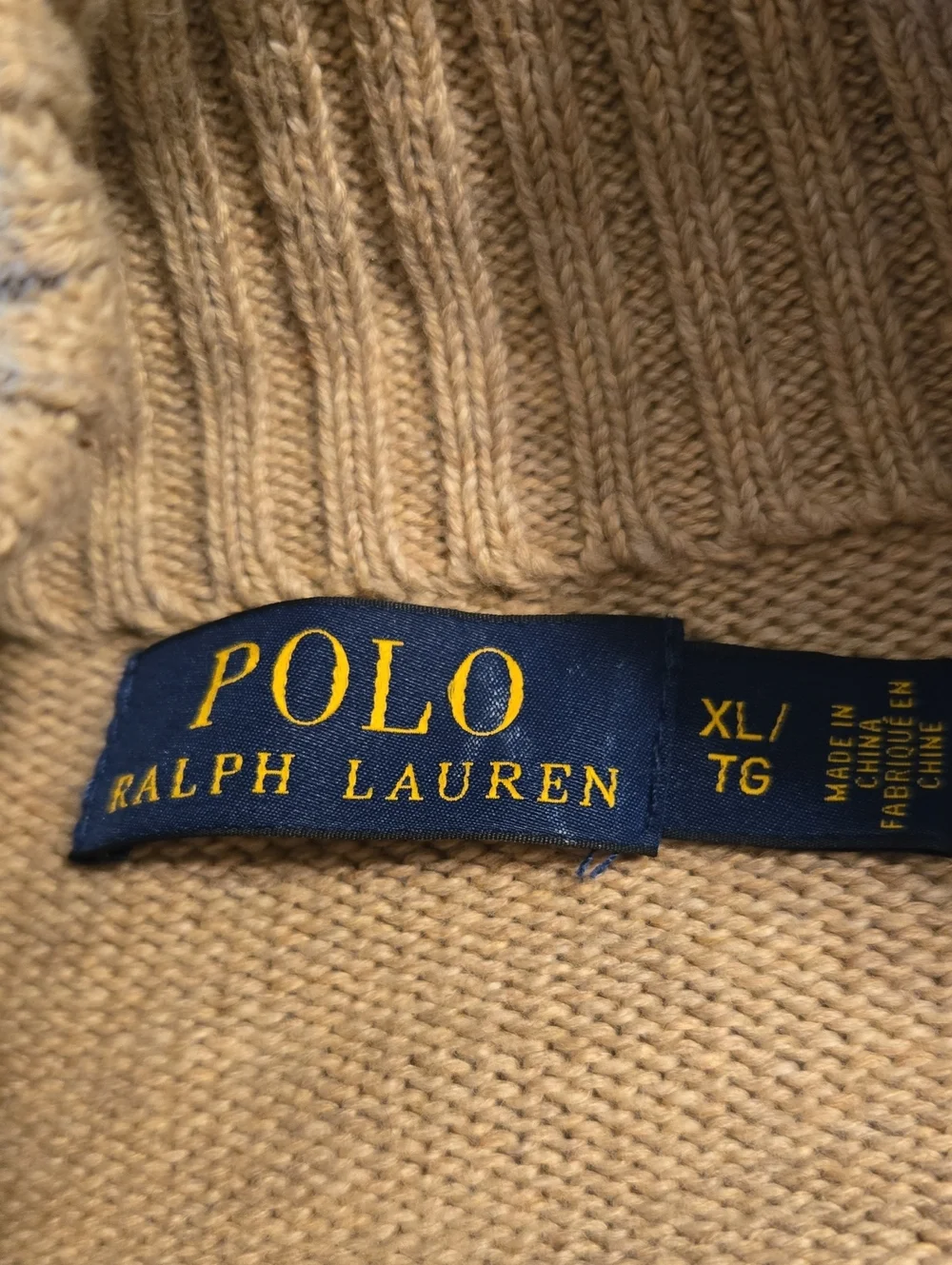 Polo Ralph Lauren Mens Cotton Mock Neck Tan Sweater XL